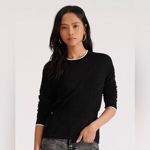 Veronica Beard Charlene 100% Merino Wool Lightweight Sweater in Black Size Small